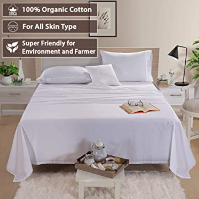  Taie d'oreiller en microfibre de satin de coton, Blanc, Standard