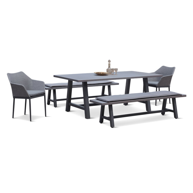 Common Trestles 5 Piece Bench Dining Set