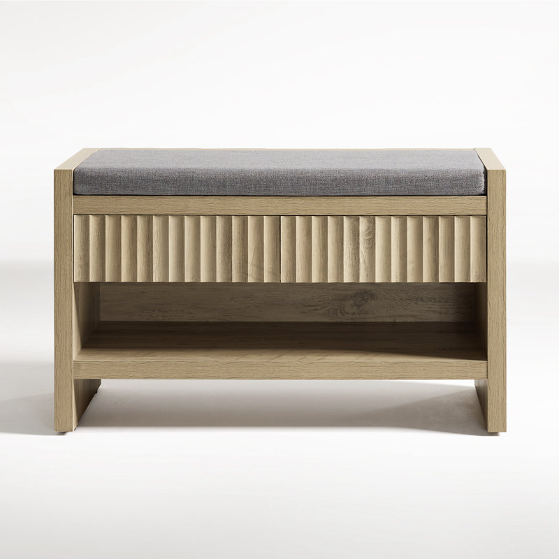 Banc de rangement rembourré Nicolee, Chêne sable