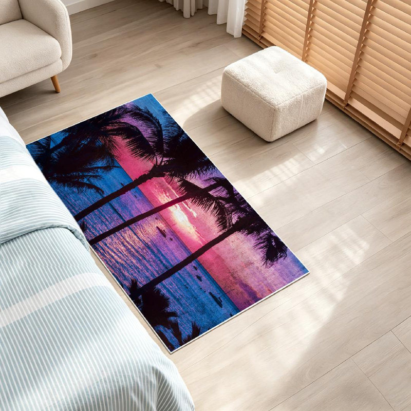 Tapis transparent palmier transparent Hawaii Beach, Rectangle 32 po x 47 po