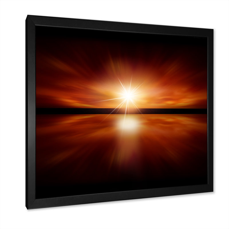 Mystic Red and Black Costal Sunrise - art nautique et côtier sur toile, H 16 po x l 16 po x P 1 po