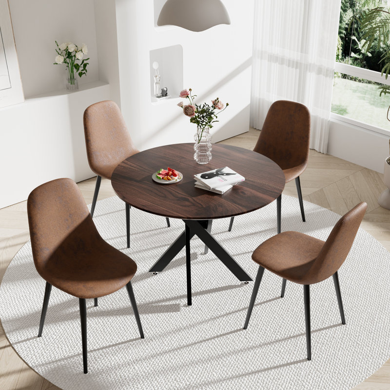 Ensemble de table de salle à manger 5 pièces pour 4, Brun / Noir, H 30 po x L 36 po x l 36 po