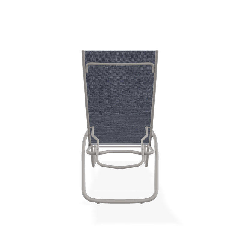 Outdoor Rust-Resistant Metal Chaise Lounge, Textured Warm Gray, Augustine Denim