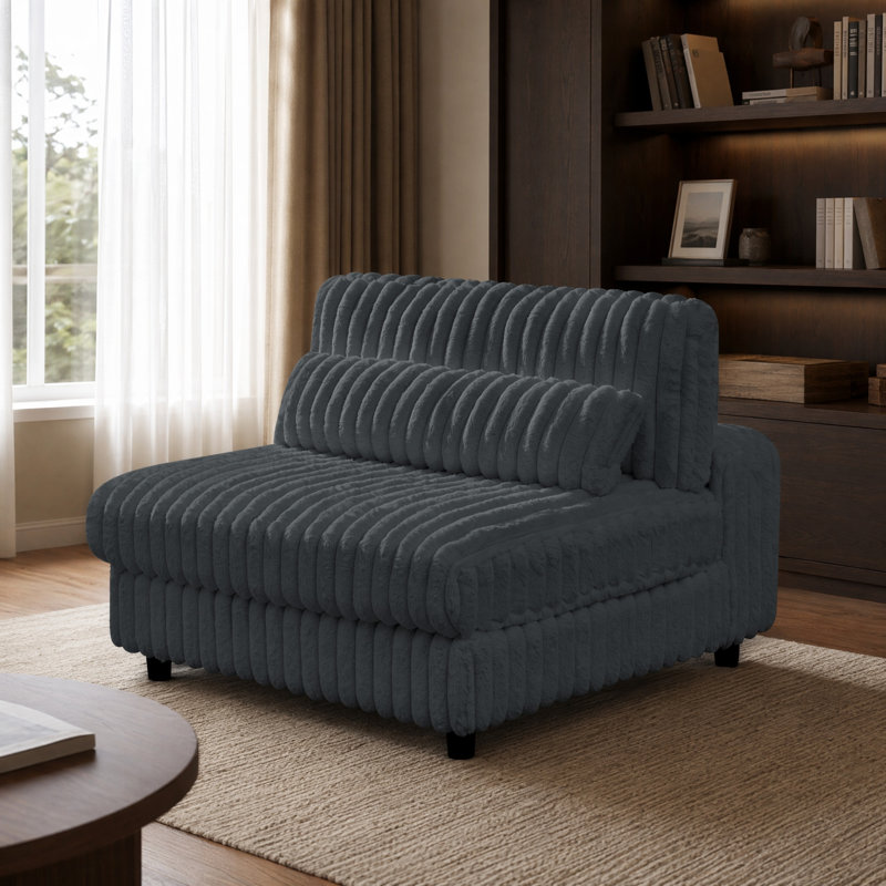 Fauteuil d'appoint en velours côtelé Corduroy Fluffy, Dark Grey