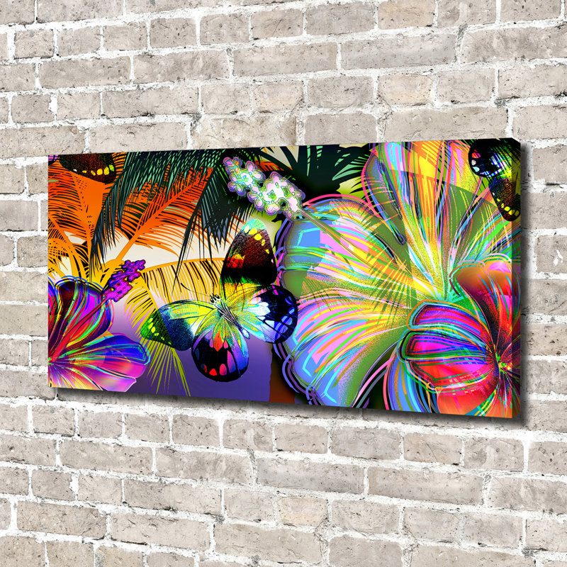 Flowers And Butterfly - Wrapped Canvas Print