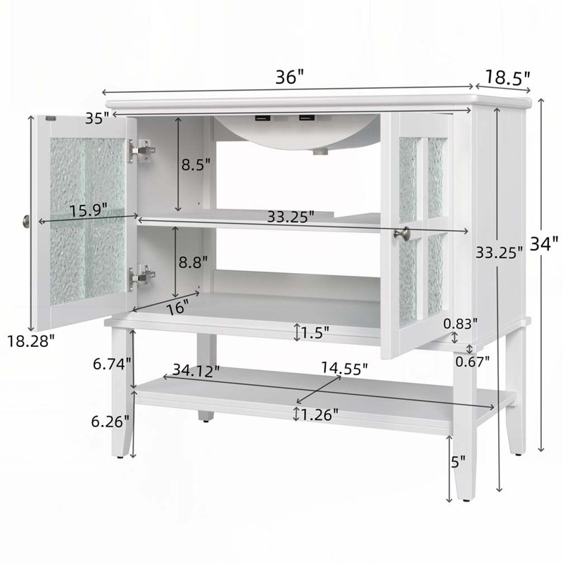 Meuble-lavabo de salle de bain avec lavabo en céramique, Blanc