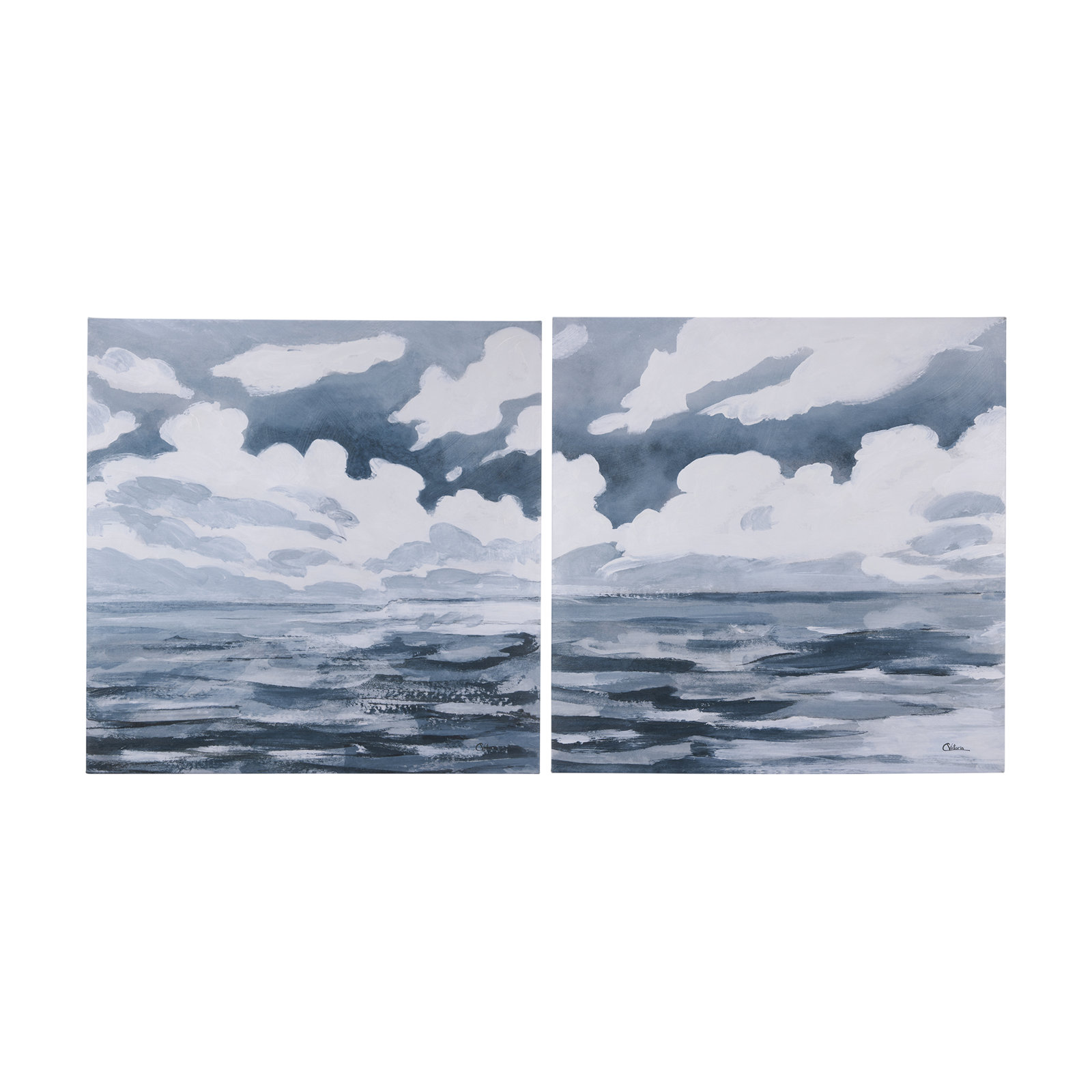 Clouds and Sea I Hand-Embellished Print, 30" H x 30" W x 1.5" D