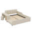 Lit tapissier à la terre, lit mère et enfant avec bureau de chevet et petit tabouret rond-122526776-122526778