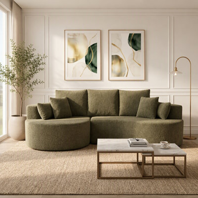 Canapé modulaire courbé en tissu 106 pièces 2 pièces 106 po, CHAISE LUNE, FOREST GREEN