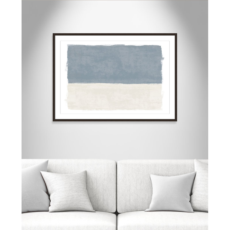«Coastal Dreams I», reproduction de paysage par Natalie Carpentieri, Noyer à grain ouvert, L 41,5 po x H 29,5 po, Imprimé mat