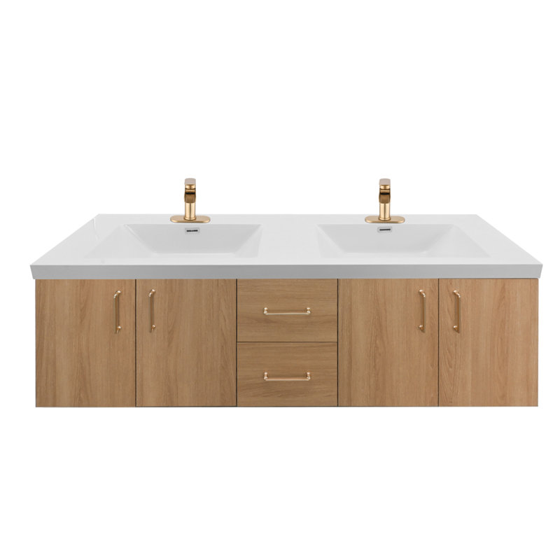 Meuble-lavabo mural flottant 60 po avec lavabo double 60 po Bahtroom