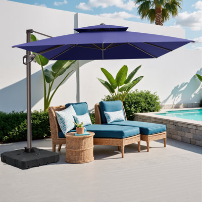 9' X 11' Double Top Cantilever Umbrella With Weighted Base