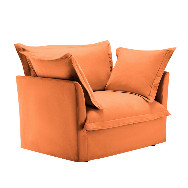 Orange, chenille, fauteuil simple, siège profond, coussins moelleux, housses amovibles, installation rapide