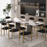 Ensemble de table de salle à manger 9 pièces avec table de salle à manger extensible en fritté de 94,5 po avec 8 chaises en tissu