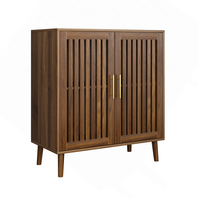 Buffet Cabinet With Storage, Farmhouse Buffet Cabinet With Louvered Doors, Wood Coffee Bar Storage Cabinet