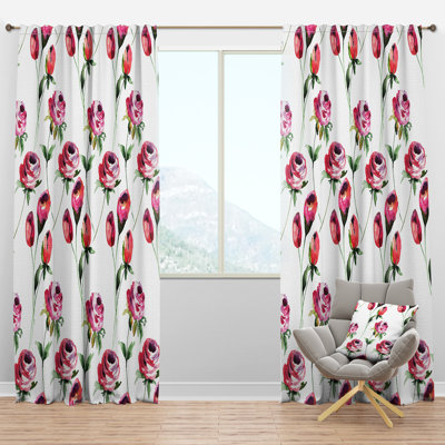 Panneau de rideau simple semi-diaphane avec passe-tringle Mid-Century