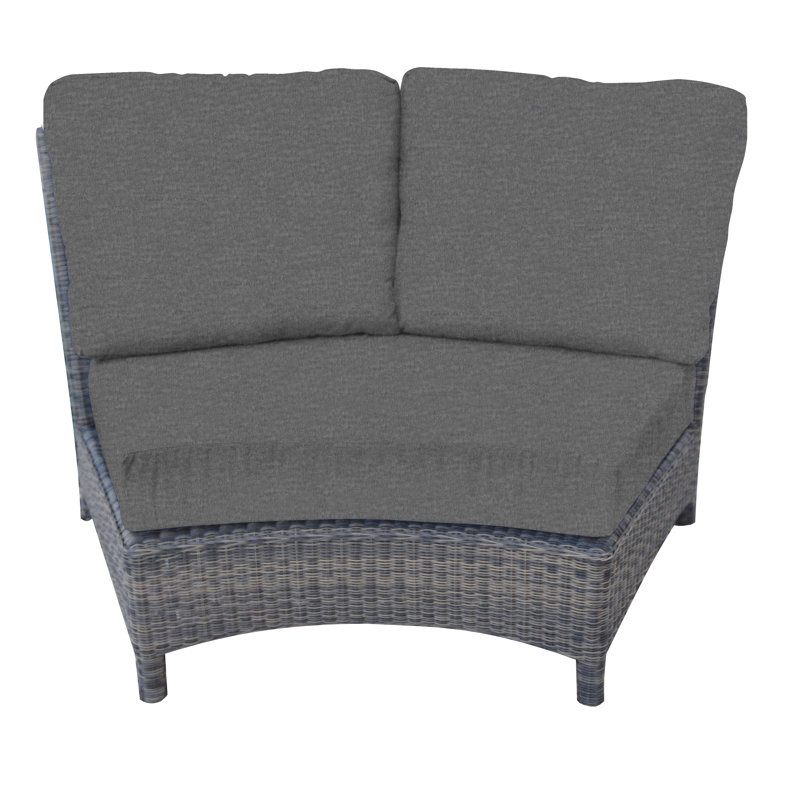 Bella Wicker Outdoor Sectional Wedge Chair, Cast Charcoal, Brown