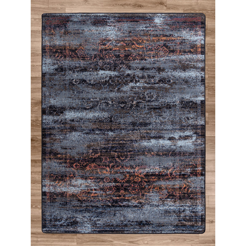 Tapis rond rond rouge tissé à la machine Dorleus, Rectangle 3 pi x 4 pi