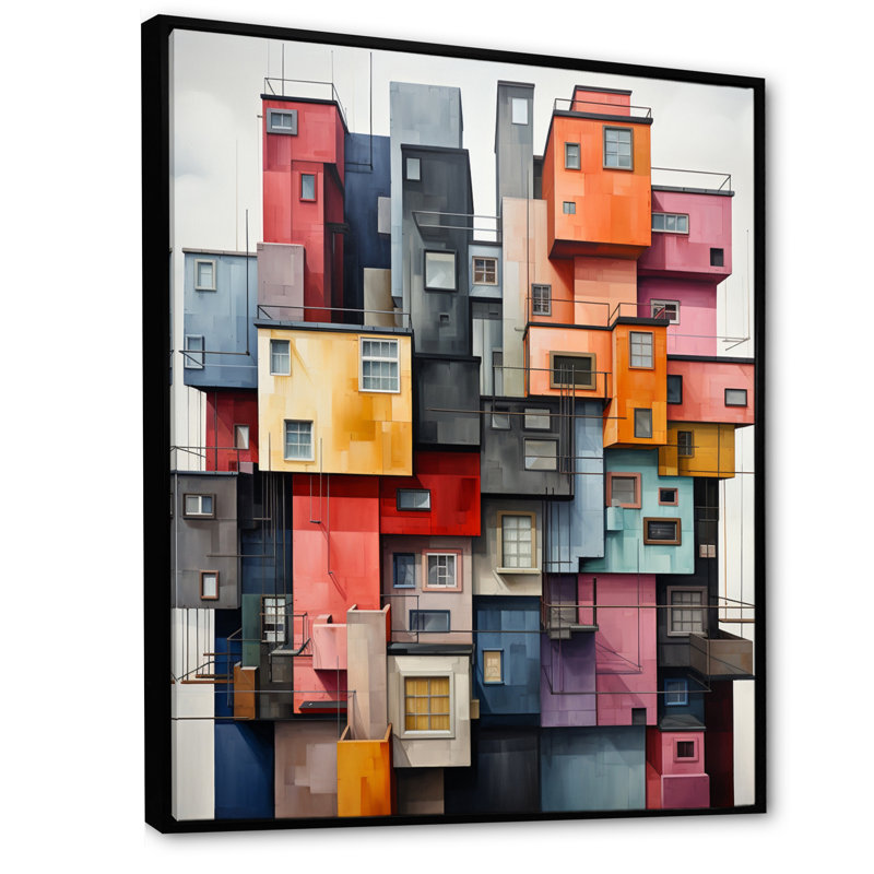 "Lamoyne Constructivism", reproduction sur toile, H 32 po x l 16 po x P 1 po, Cadre flottant noir
