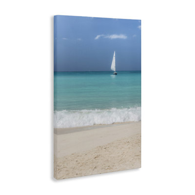 Art mural sur toile «Lone Sailboat Beach Tide» par Mary Lou Johnson