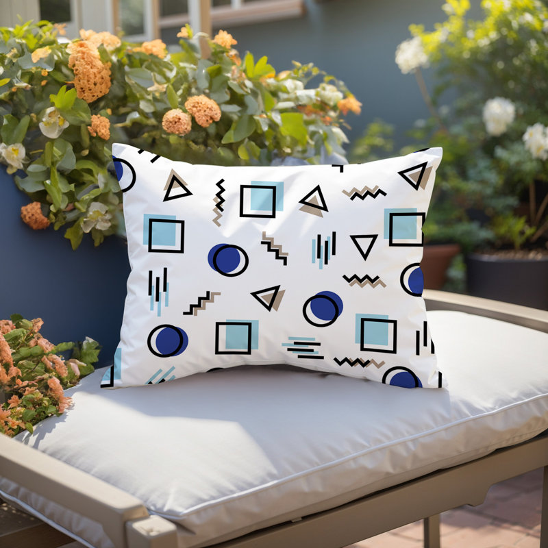 Coussin lombaire réversible intérieur / extérieur Prisma Abstract, Rectangle H 14 po x l 20 po, NavyBlue