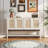 Sideboard Buffet Cabinet With Storage, Boho Credenza Storage Cabinet With 4 Doors And Adjustable Shelf, Wood Coffee Bar Console Cabinet Buffet Table For Kitchen, Dinning Room, Entryway