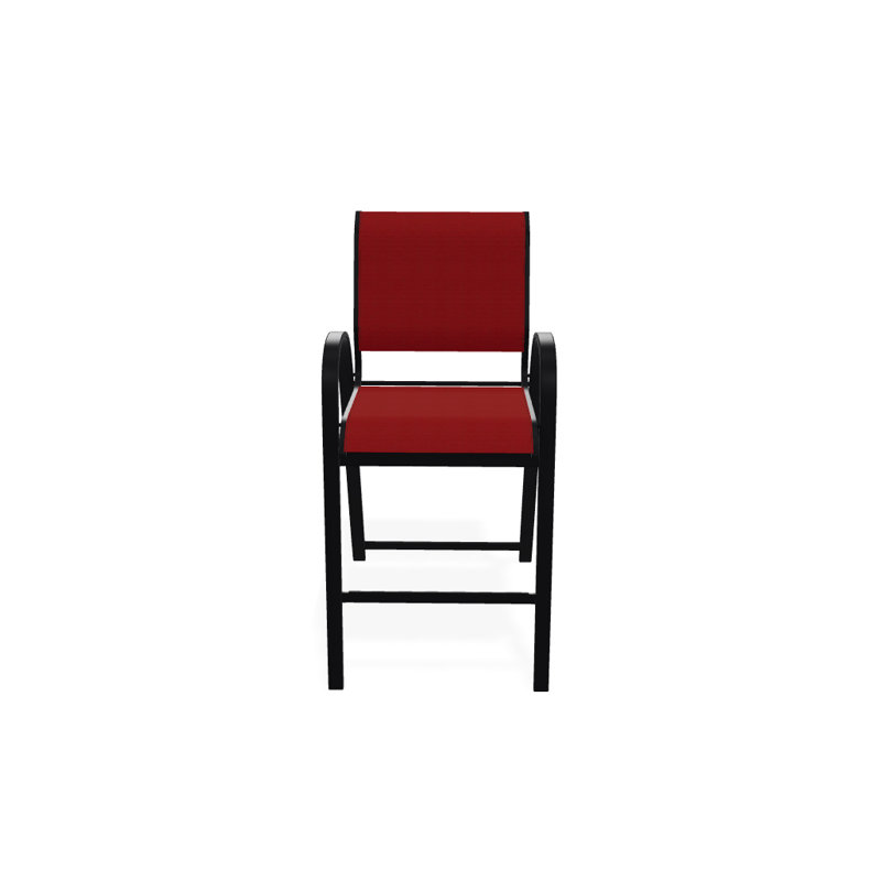 Tabouret de bar Holna, Noir texturé, Rouge 1D Sunbrella®