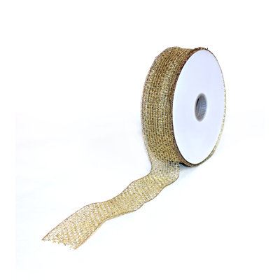 Gold Mesh with Wire 50YD Ribbon