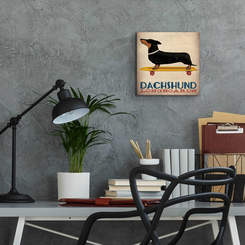 " Dachshund Longboards " by Ryan Fowler, 12" H x 12" W x 0.13" D