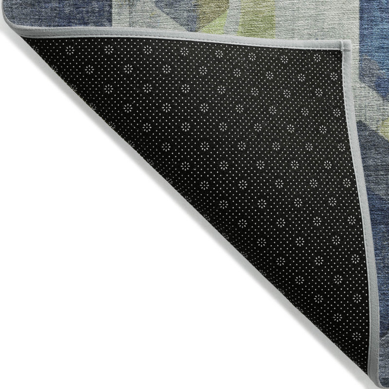 Tapis extérieur lavable géométrique bleu marine 10 pi x 14 pi