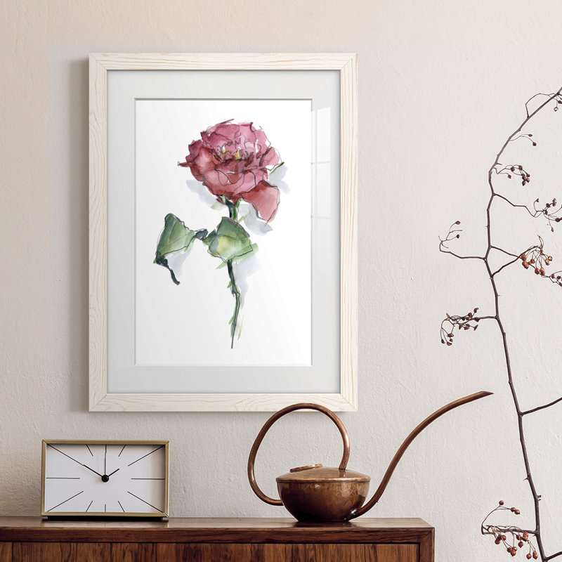 Watercolor Floral Contour I Premium encadré mat - prêt à être accroché, H 24 po x l 20 po x P 1 po, Blanc