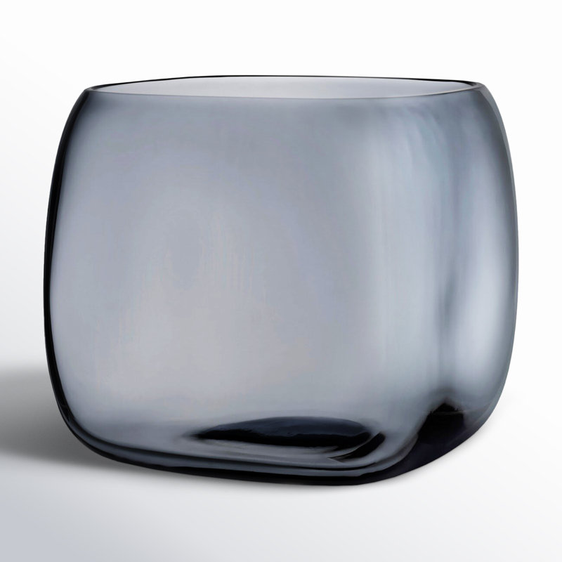 Vase en cristal Mono Box, H 8,97 po x l 9,84 po x P 9,84 po, Bleu acier