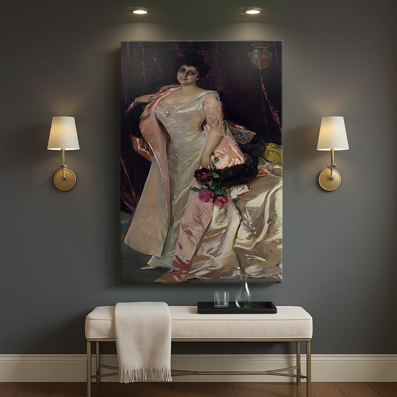 «Mercedes Mendeville, comtesse de San Félix», toile tendue par Joaquin Sorolla, 40 po x 60 po
