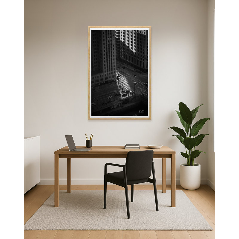 Wacker Drive Chicago II, 52.75" H x 35.5" W x 1.5" D, Framed Artisan Canvas, Oak