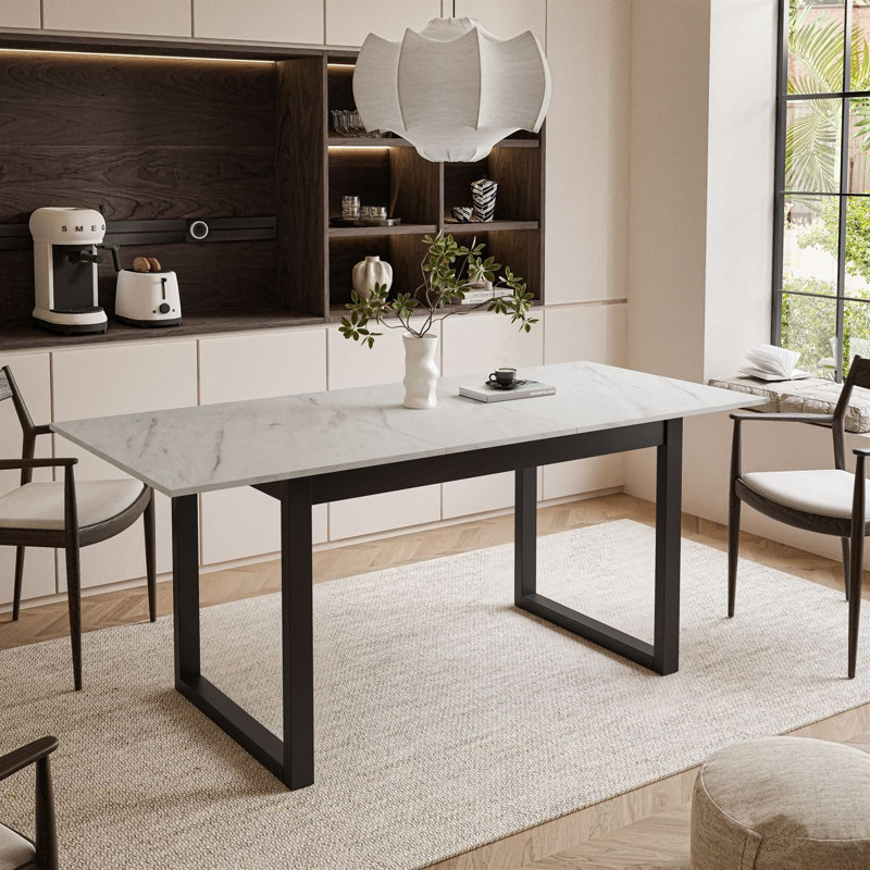 Extendable table ARTON II  140 cm, "U" legs, Levanto Marble, Black