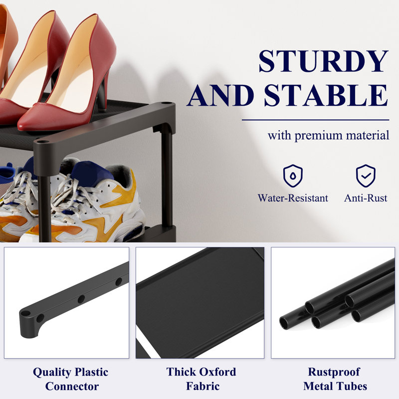Shoe Rack - Non-Woven Shoe Rack Shelf, Shoe Organizer for Closet, Entryway, Garage & Corridor, Stackable Shoe Shelves, X-Large, Black
