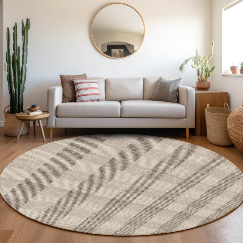 Tapis intérieur / extérieur tissé à la machine Colzie, Rond 8 pi