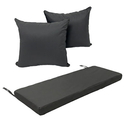 Versatile Patio Cushion Set With Weatherproof Fabric - Includes Bench Cushion & 2 Pillow Covers For Garden And Porch Furniture