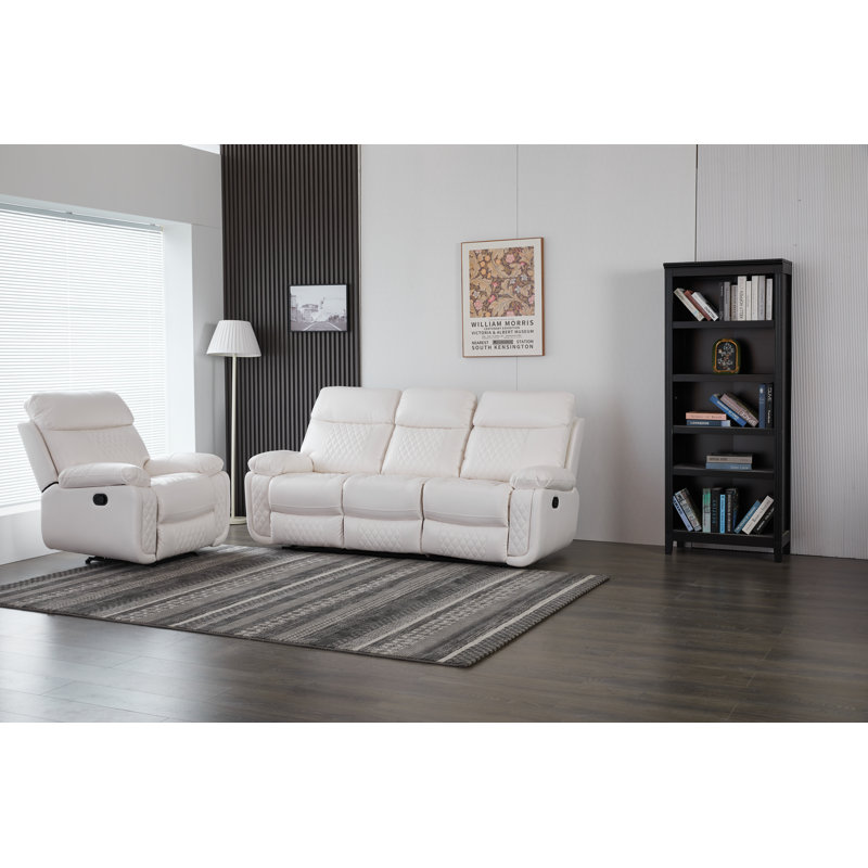 Ensemble de salon inclinable 2 pièces Billington, Blanc