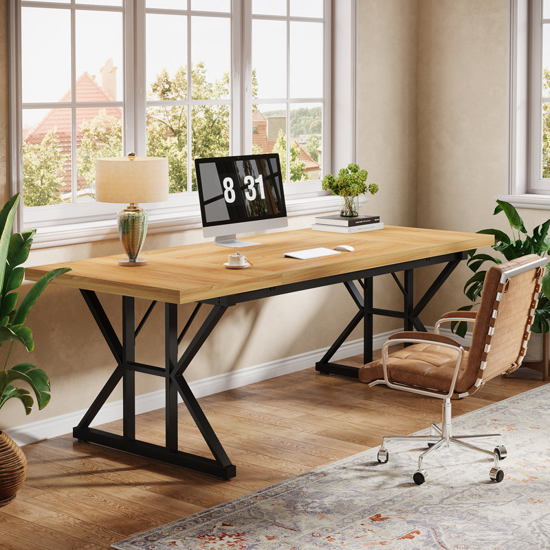 Bureau Crooke, Naturel/noir, H 29,52 po x l 70,87 po x P 31,49 po