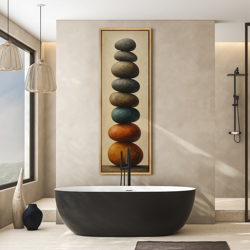 "Stacked Zen Art", impression sur toile encadrée, Naturel, H 60 po x l 20 po