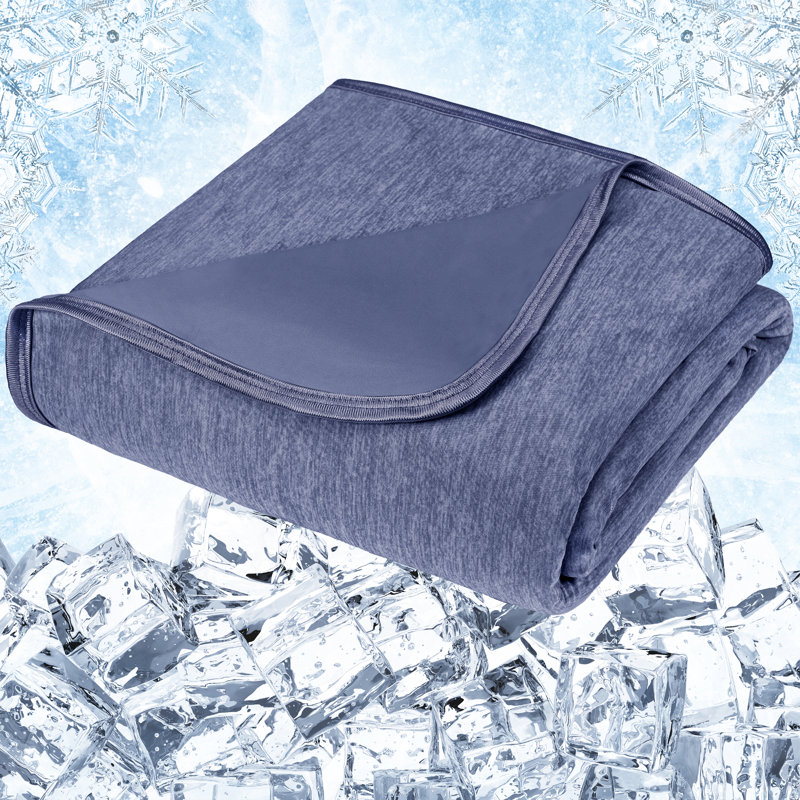 Navy Reversible Cooling Throw Blanket for Hot Sleepers