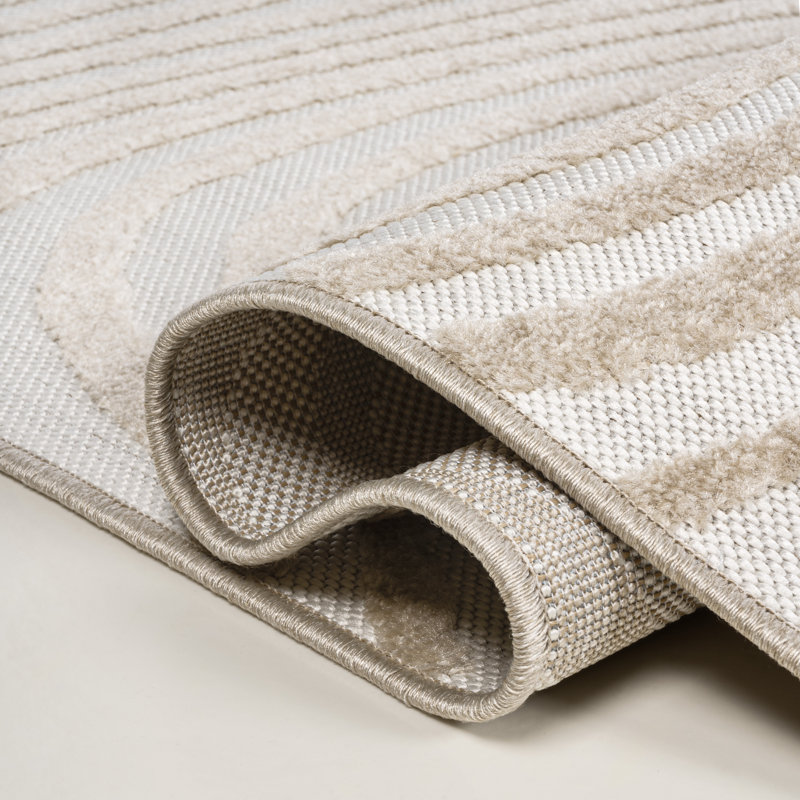 Tapis rayé beige / crème Aldrik, Tapis de couloir 2 pi x 8 pi