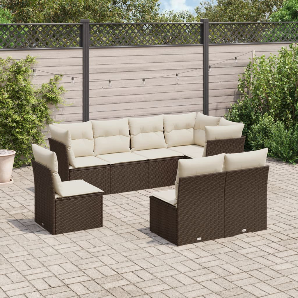 Vidaxl 8-Tlg. Garten-Sofagarnitur Mit Kissen Poly Rattan