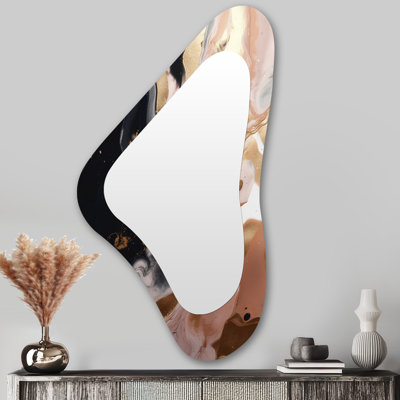 Océan Vagues fluides en marbre V - Grand miroir mural irrégulier moderne à formes 3D