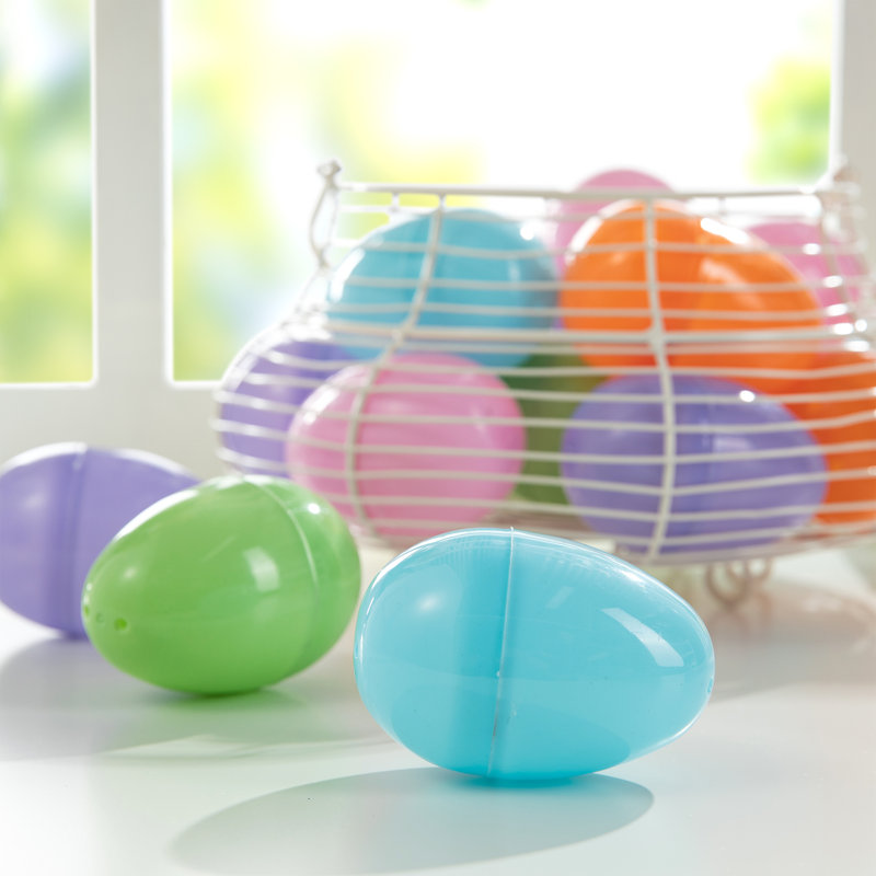 60PK 3"H Easter  Plastic Fillable Eggs In 6 Assorted Colours, 10 Of Each