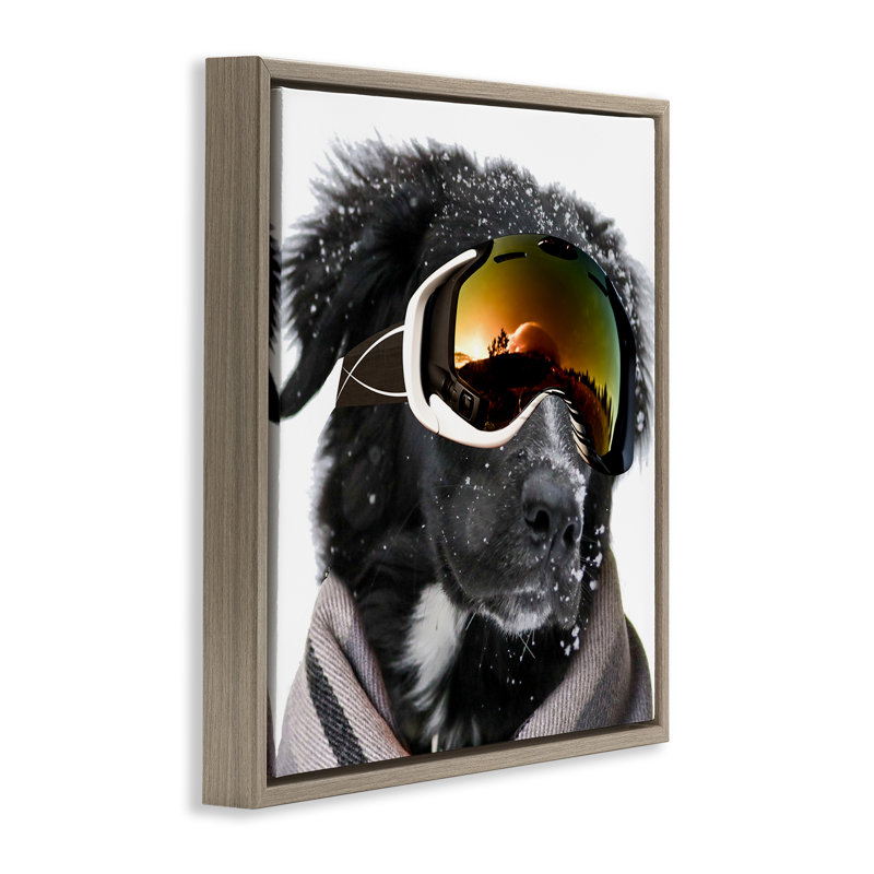 «Snowboarder Dog with Goggles», art mural sur toile par SD graphiques Studio, H 18 po x l 18 po