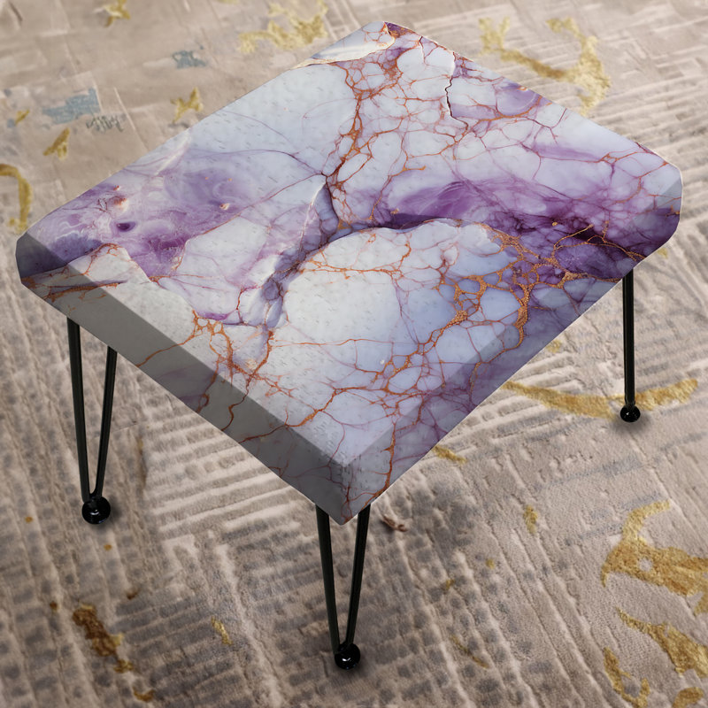 Veine de cristal motif de marbre doré et mauve - Repose-pieds rectangulaire en marbre