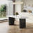 6-person Dining Table Sets With 71'' Oval Sintered Stone Dining Table & 6 Faux Leather Chairs, Modern Kitchen Table & Chairs Set