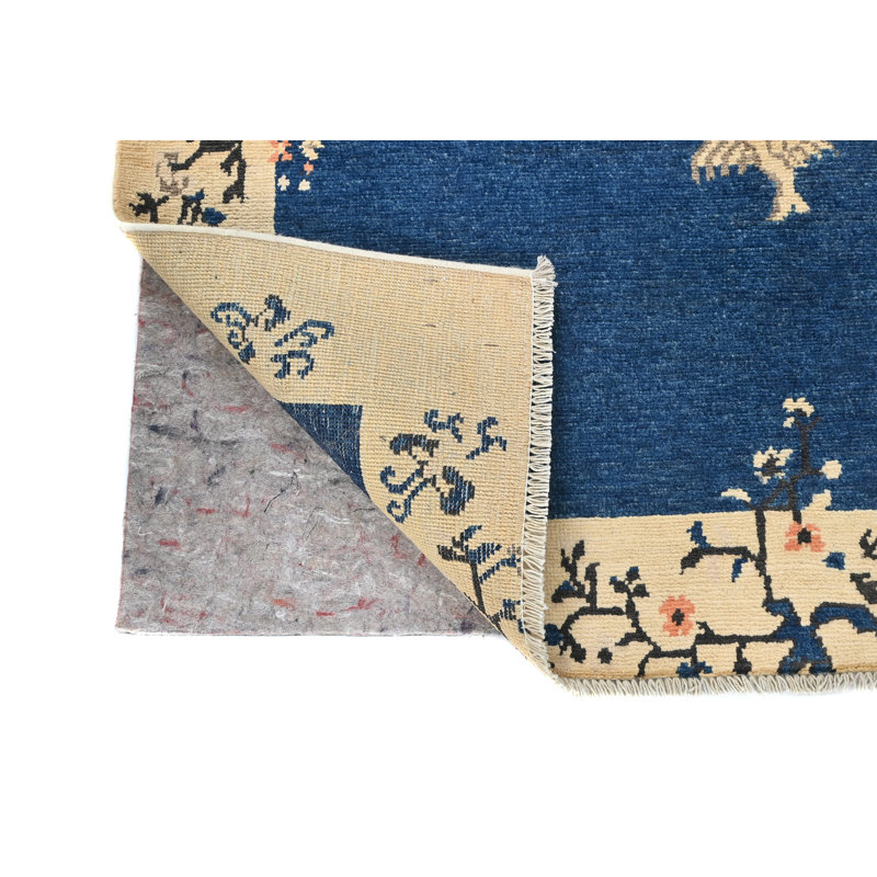 Tapis Kazak moderne à bordure bleu marine unique 4 x 6 One-of-a-Kind